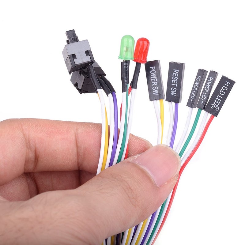 Cylewet 5Pcs Power Supply Reset HDD Switch Cable Switch Line with Indicator Lights for Computer Case with 5Pcs Mainboard Computer Internal Speaker (Pack of 5) CYT1089 - Image 3